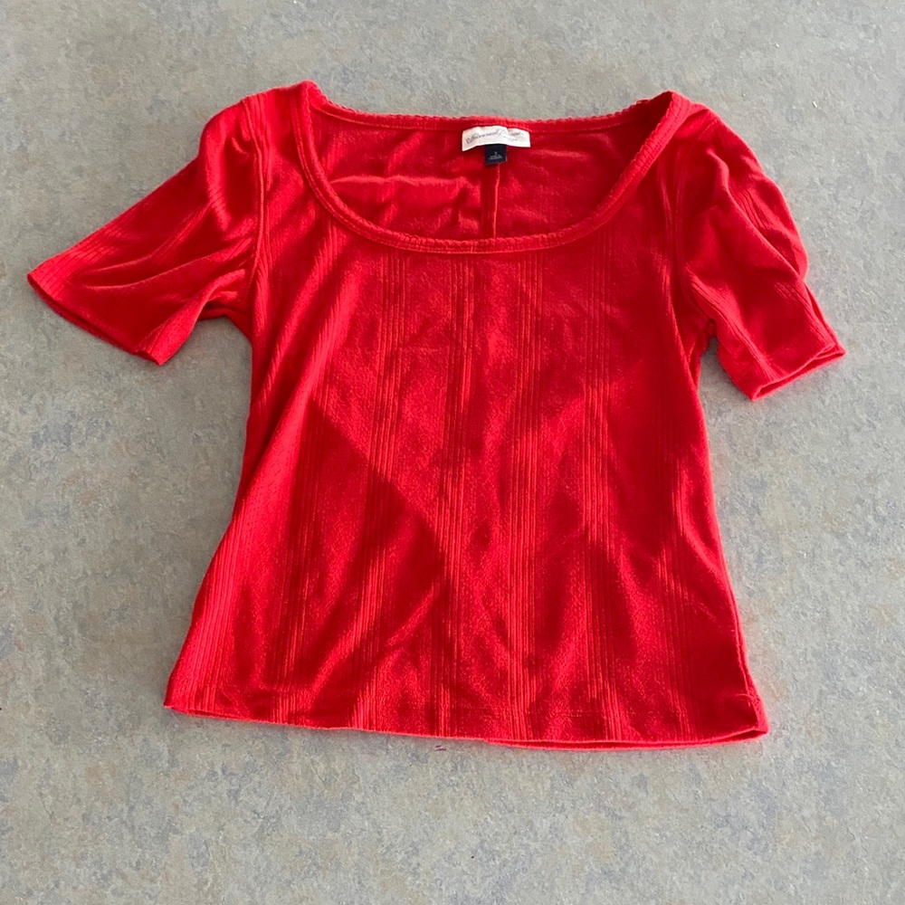 Universal Thread Red Scoop Neck Short Sleeve Top